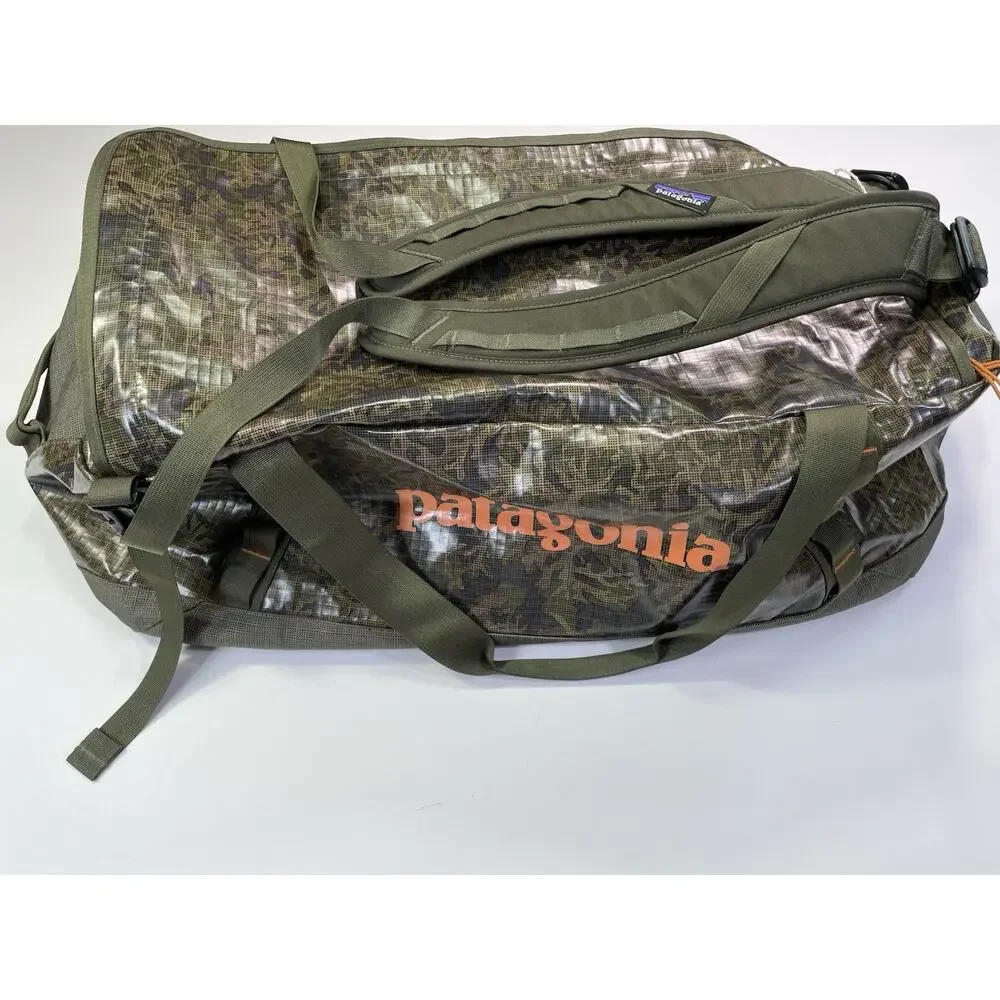 New Patagonia Black Hole Green Camo Duffel Bag 55L Backpack Straps NWT